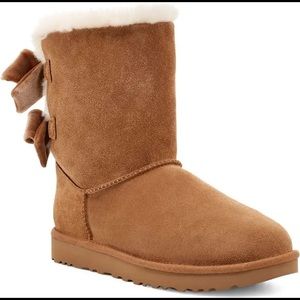 Bailey Bow Velvet Ribbon Faux Fur Lined Boot in Chestnut